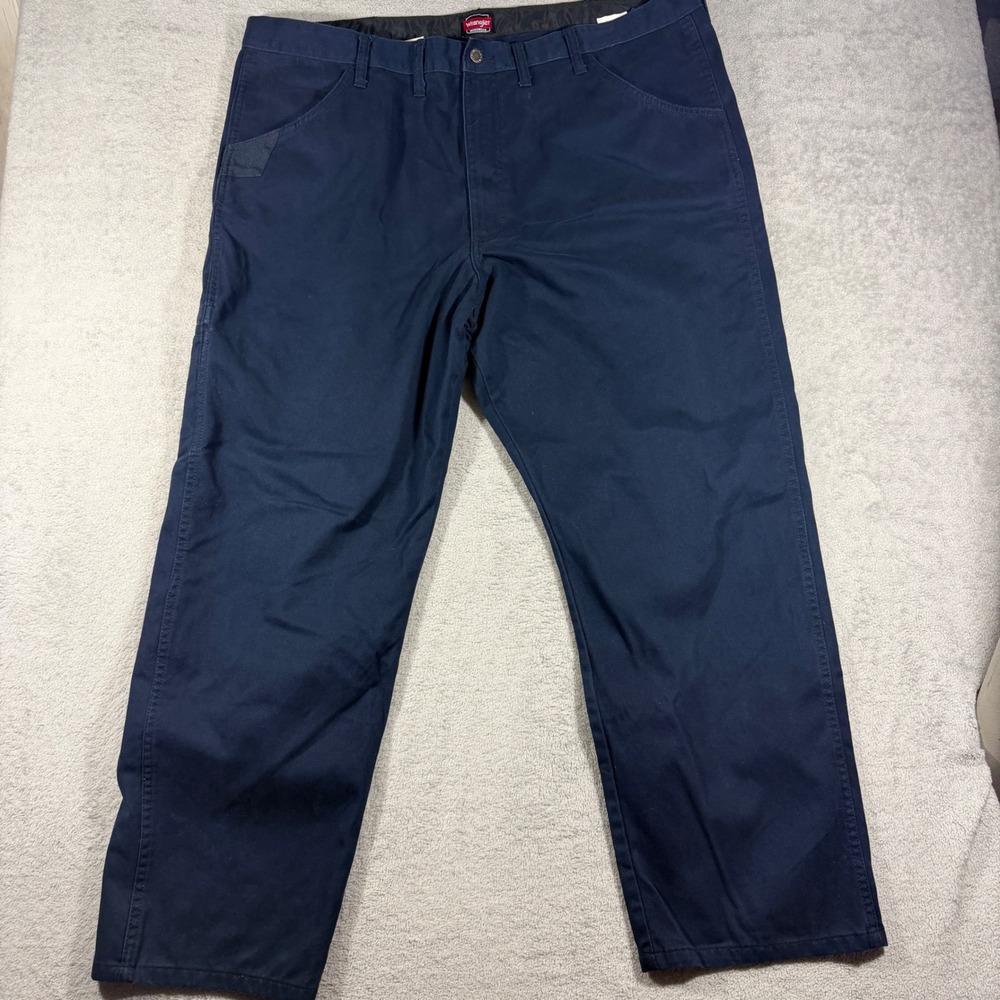 Wrangler Workwear Utility Pants Mens 44x30 Navy Blue Cotton Blend Straight Leg